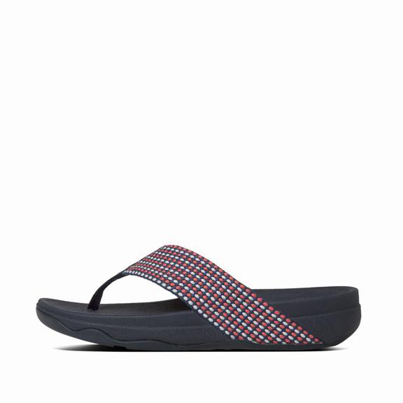 FitFlop Women's SURFA Textile Toe Post Sandals - Navy (ZABHS-3842)